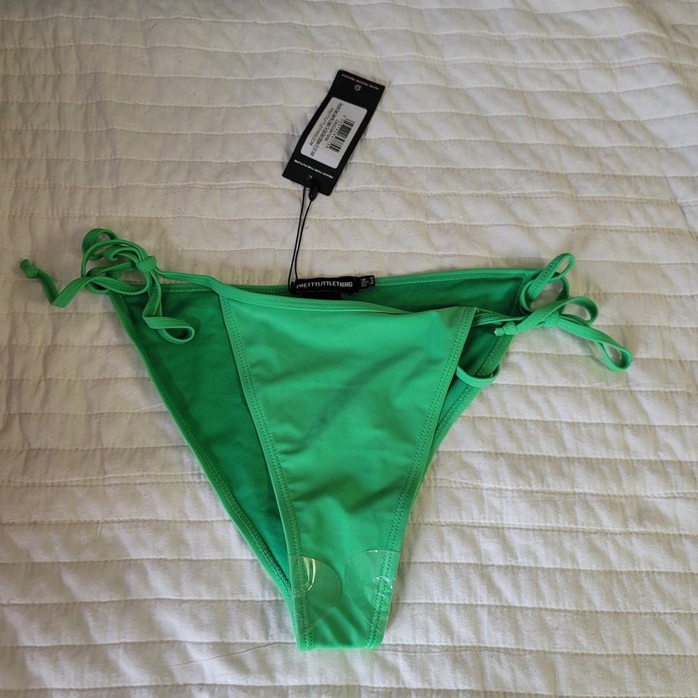 PrettyLittleThing Green Bikini Bottoms Tie Side Recycled Size‎ 6